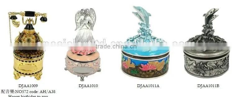 High quality Elegant Musical Box with rhinestones crystals enamel decoration and various colors