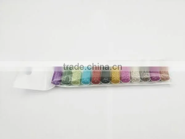 New arrival 12 colors mini glass 1g bottle nail art mini beads decoration set