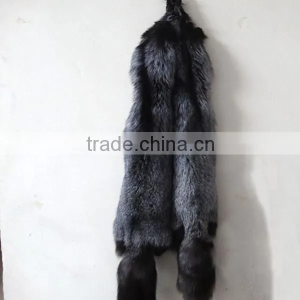 Silver color animal skin fox fur pelts genuine silver fox fur skin