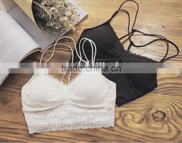 China Factory beauty Young Lady Lace Trim Women Strap Bra