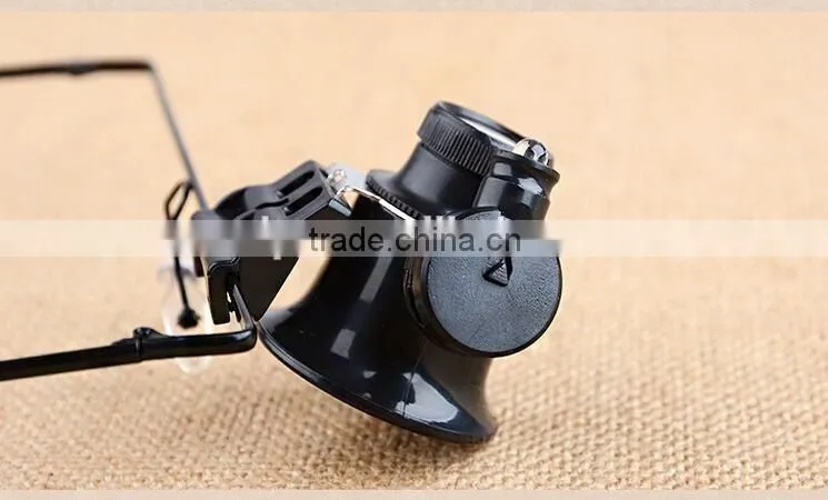 High quality Optical lens 2 LED Eye glasses material jewelry loupes and magnifiers