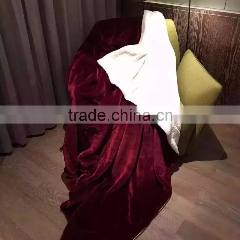 Winner Warm Fluffy Plain Dyed Sherpa Fleece Plush Blanket