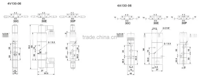 4V100 Series Solenoid Valve 4V130C-06/4V130E-06/4V130P-06
