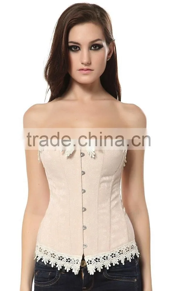 Sexy Lace Brocade Steampunk Wait Training Corset with Steel Boned