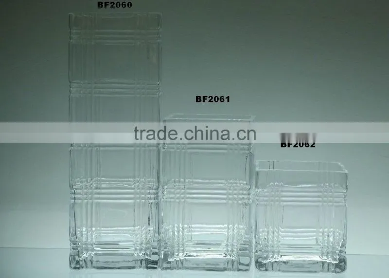 Square clear glass vase