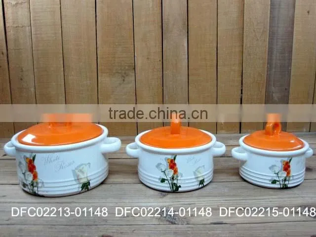 Chinese ink decal ceramic 6pcs canisters set with wood stand