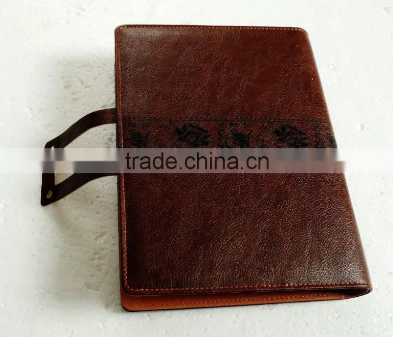 2013 dark brown a5 personalized embossing promotion pull up leather diary with closure for company advertisement