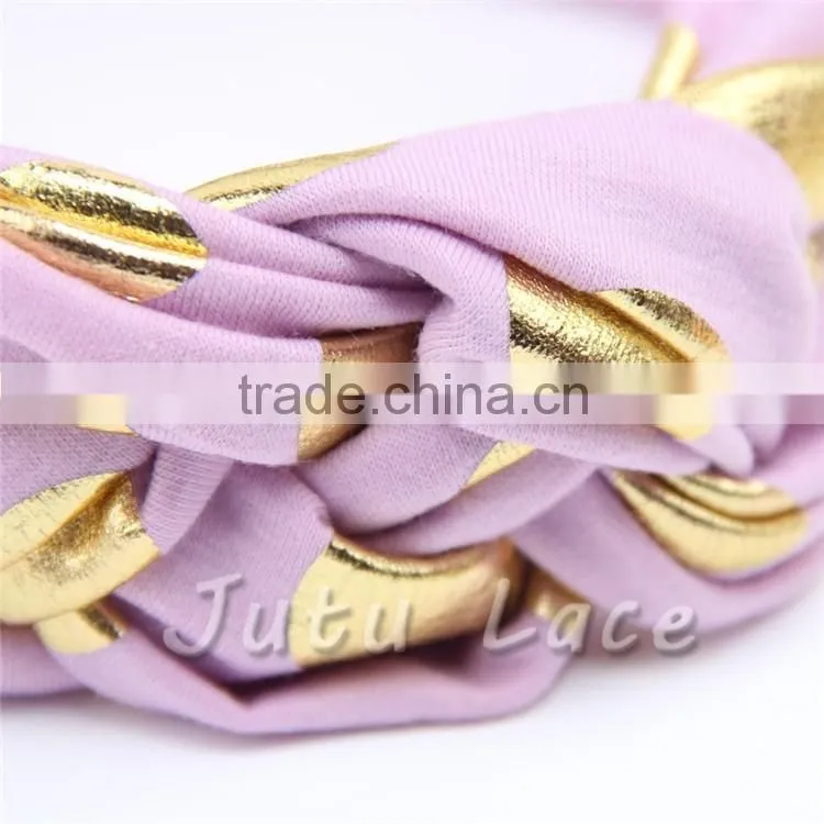 Flashing gold dots bow headband-polka dot hair bow headwrap-knotted kids stretchy headwraps
