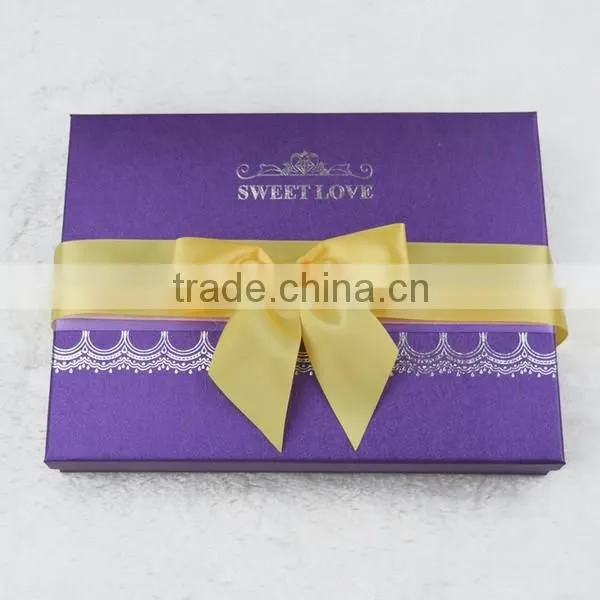 Custom Pre-tied satin ribbon bow with elastic Band for Gift Box
