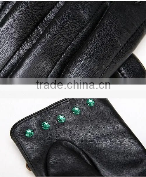 Hot Good Crystal Gloves Leather Handmade Crystal Gloves