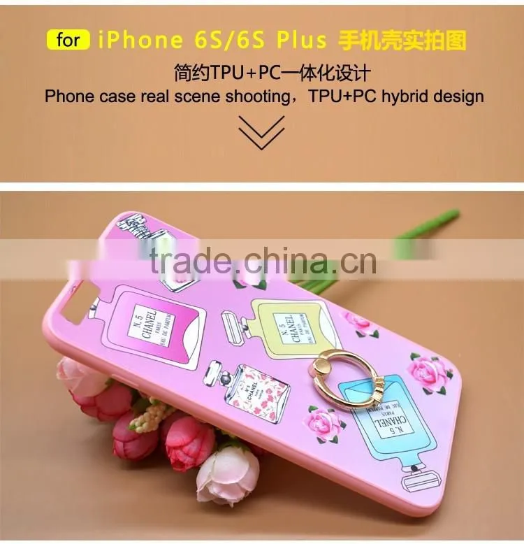 Hot Selling Perfume TPU+PC 2-in-1 Hybrid Pattern Phone Cases With Ring Bracket For iPhone 6s Plus