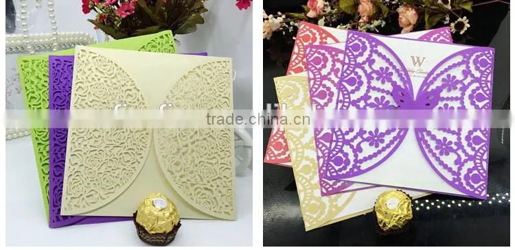 Elegant laser cut cards wedding invitation card made in Chinese factory
