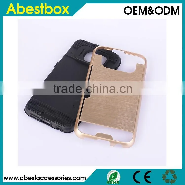 Brushed TPU+PC combo cover cases with card slot for Samsung Galaxy S6 G9200,Mobile phone hard case for S6