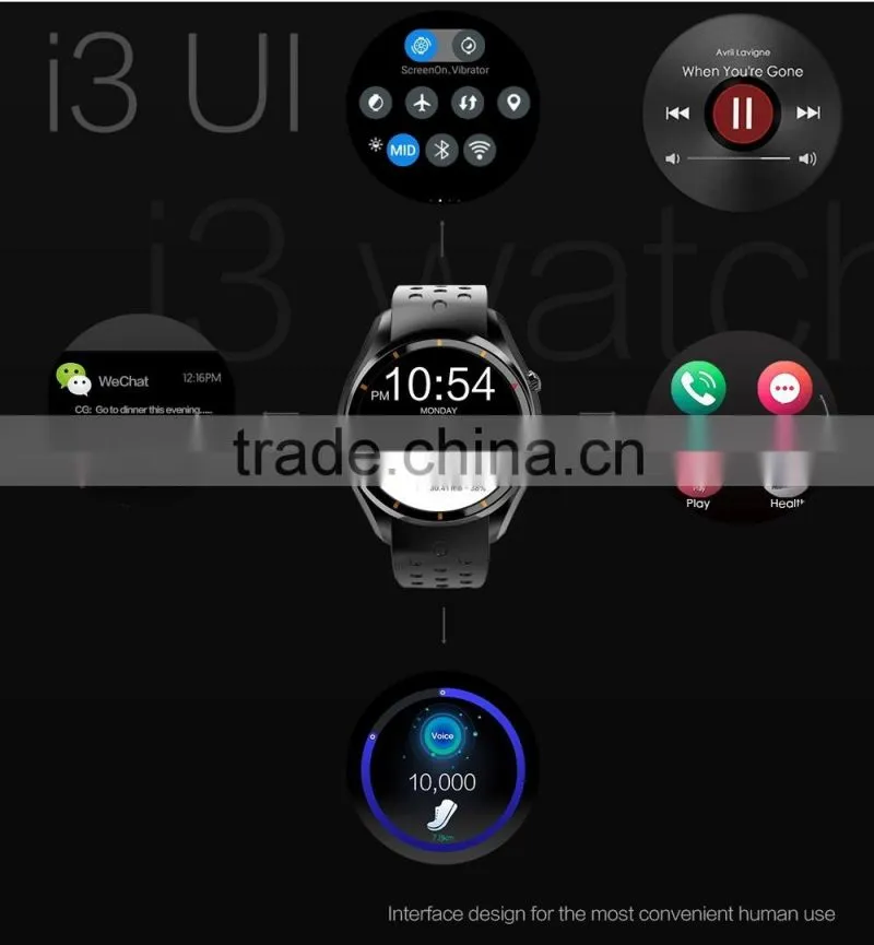 Smart Watch I3 Android 5.1 MTK6580 Google s Heamaprt rate monitor Pedometer G-sensor Wifi GPS for smart phones