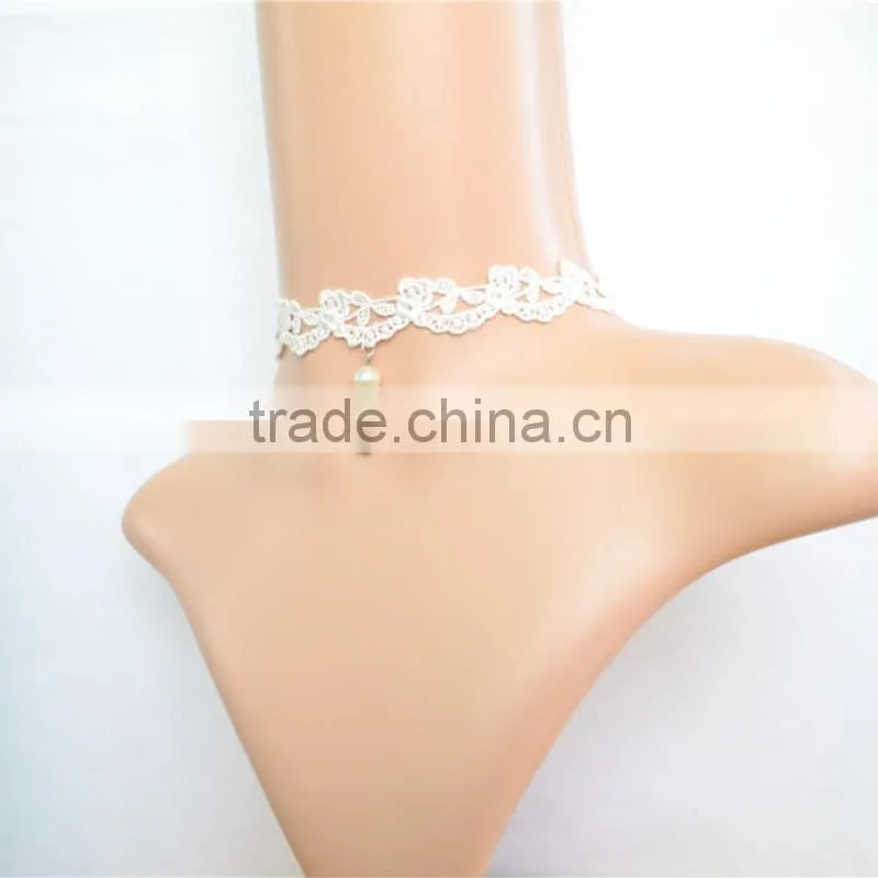 Vintage pearl choker necklace lace white lace Lolita Lolita Choker Necklace Bridal Jewelry