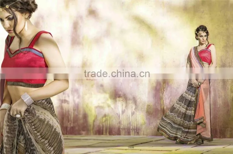 Bordered Embroidery Worked Elegance Designer Sarees