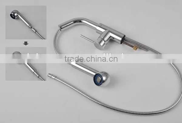 pull out kicthen faucet, single handle upc kitchen faucet, folding brass faucet with long water spout