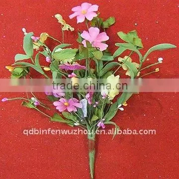 An Attractive Mixed Flowers Bush in Shades of Pink Yellow and Cream,mixed flowers bush