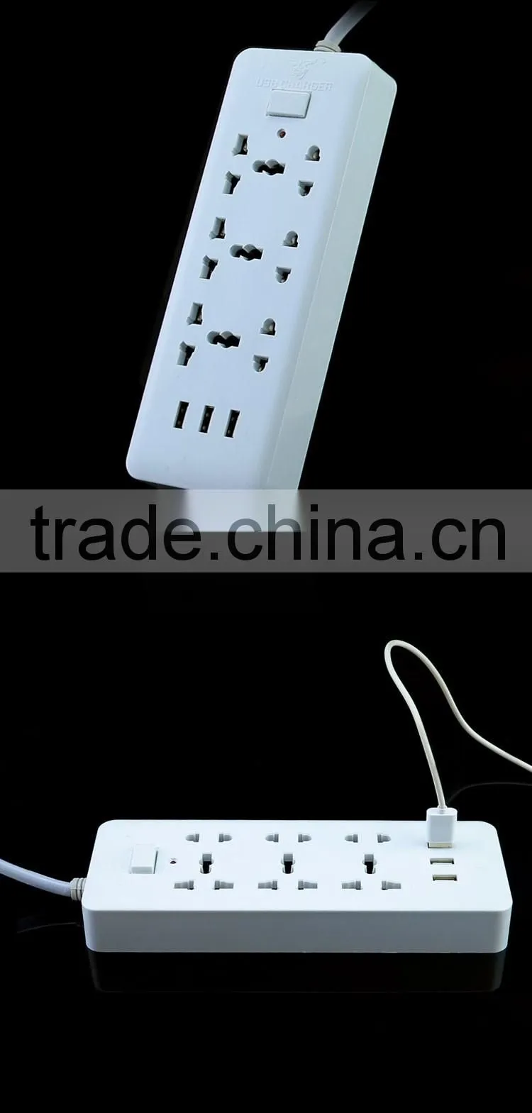 wearproof heat resistant universal schuko outlet multiple socket with 3 usb