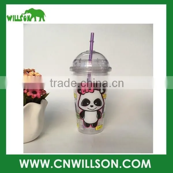 plastic ice cream cup with straw