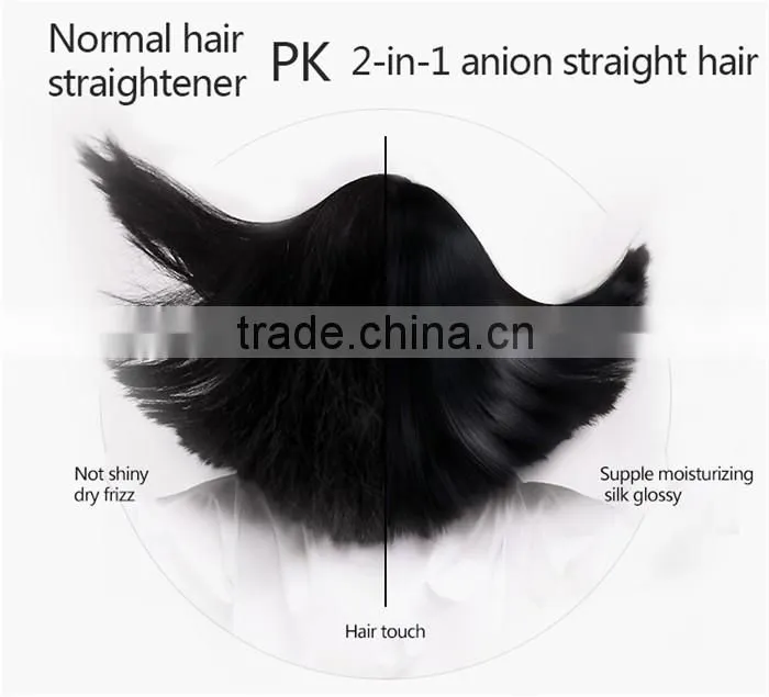 Customized Logo 2 IN 1 electric brush hair straightener Blue