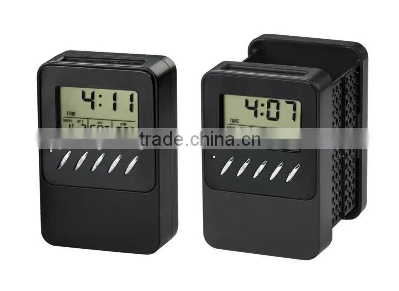 solar powered alarm clcok & digital calendar with foldable table penholder