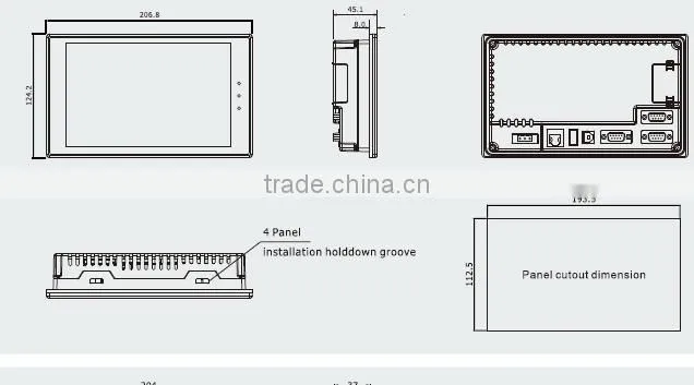 MT4424TE 7" 16:9 TFT 800X480 pixels LED USB/Serial port hmi touch screen panel HMI