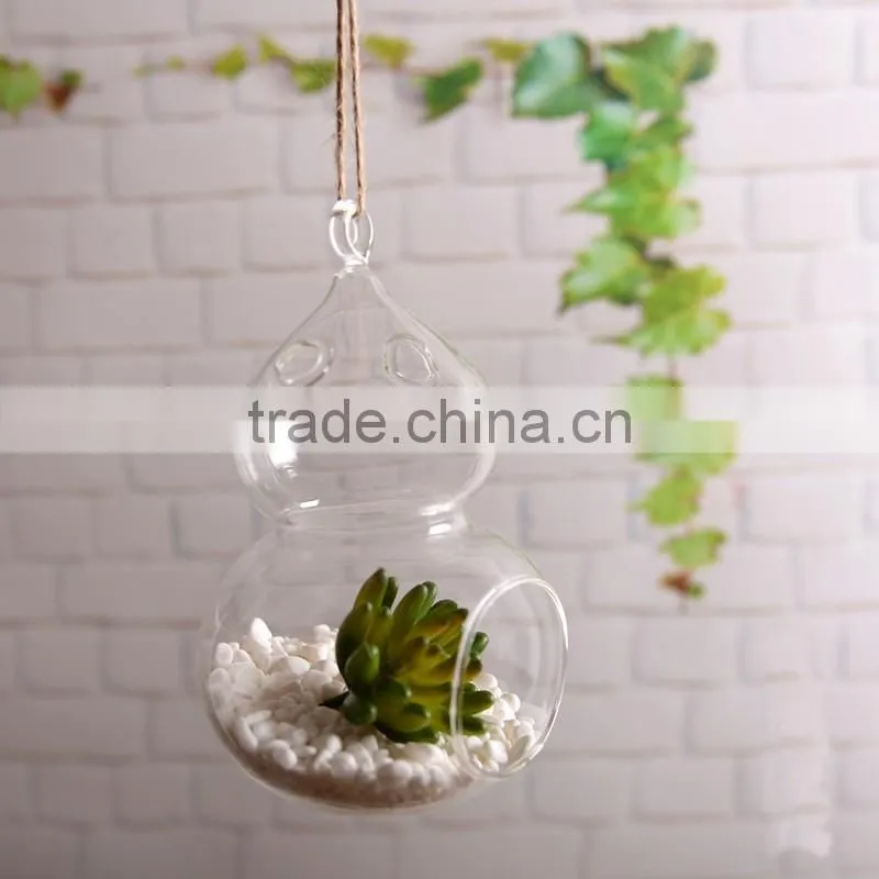 DIY home decoration micro landscape calabash shaped hanging clear glass terrarium
