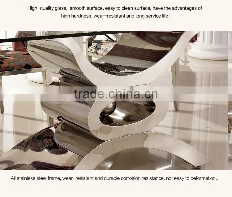Cheap Tempered Glass Top Stainless Steel Base Console Table Modern F346