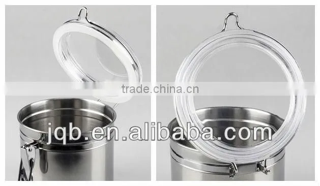 4pcs different size airtight stainless steel sealed cans sets with plastic lid