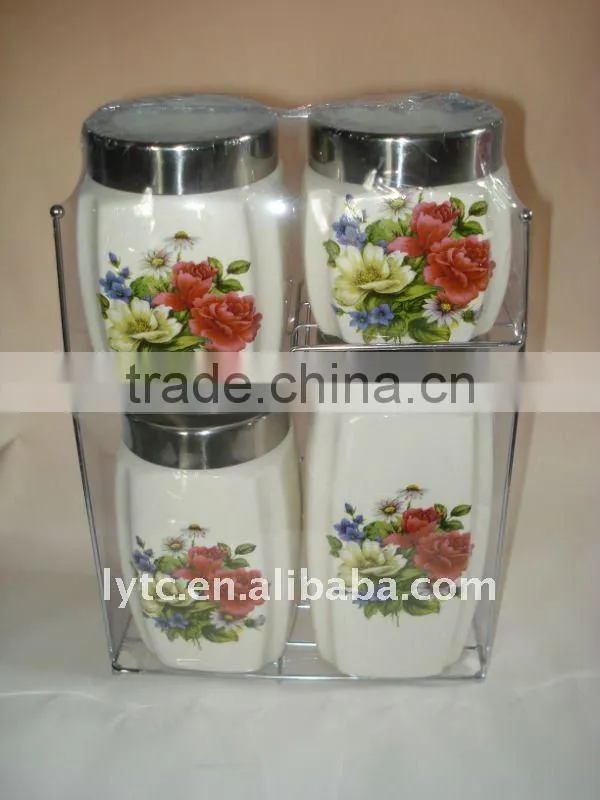 Hot sales 4pcs ceramic coffee canister