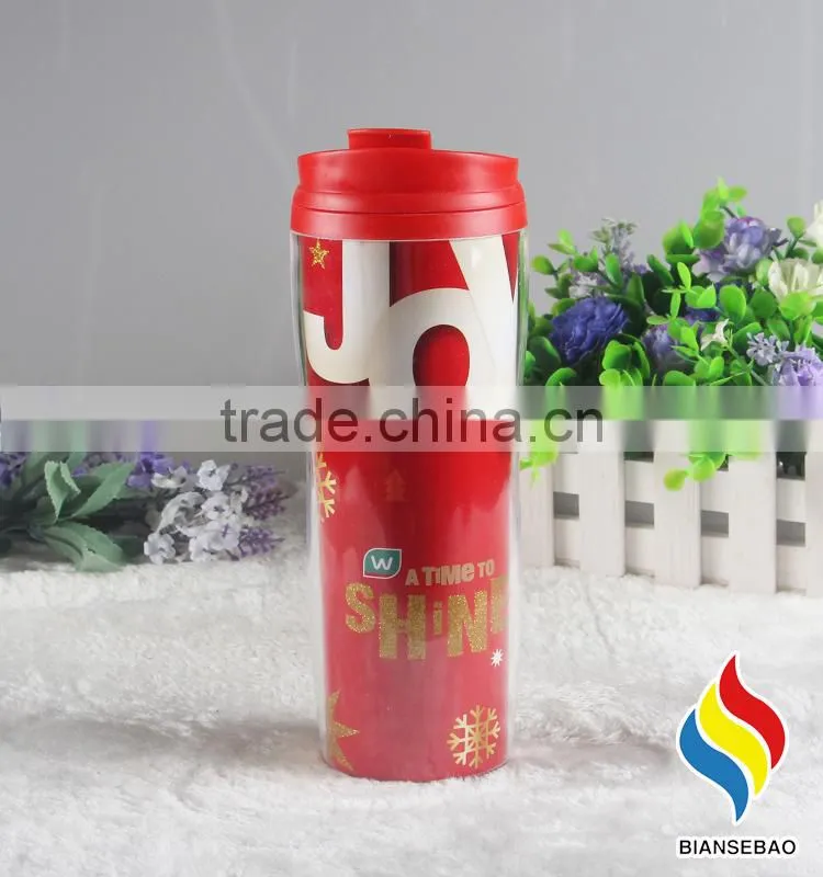 16oz double wall insulated plastic coffee Travel mug