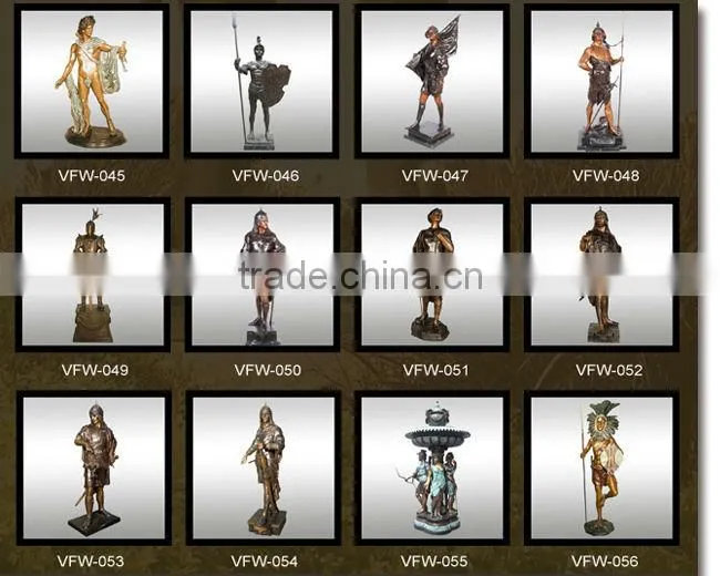 high quality bronze soldier and horse statue