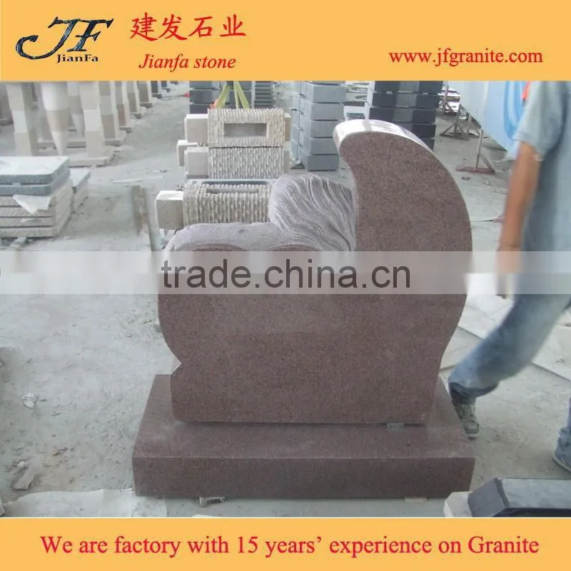 Carved Angel Headstone Red granite head stone monuments
