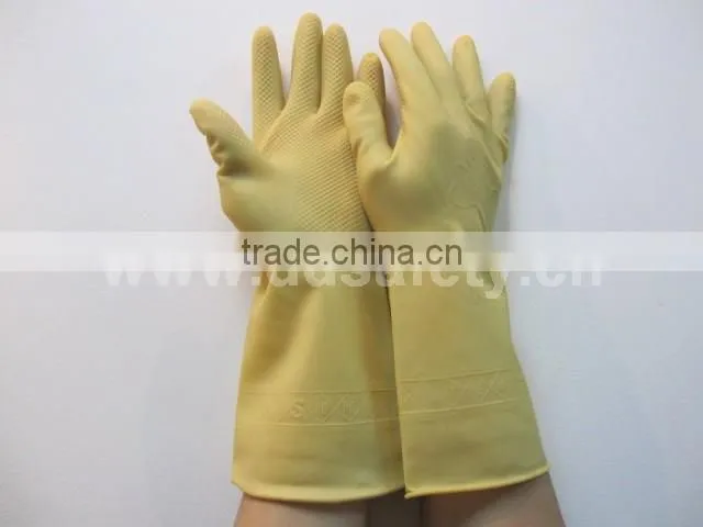 Yellow Latex Household Gloves Long Cuff Safety Glove