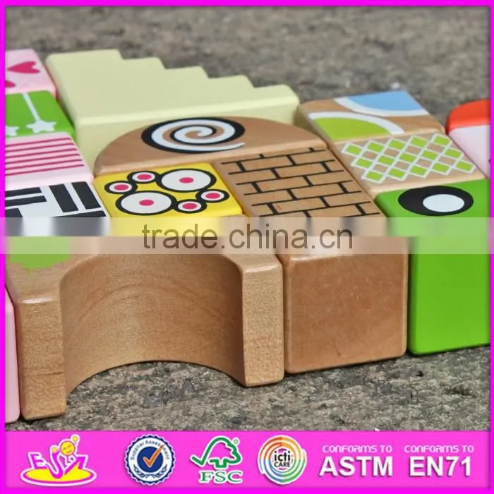 2017 new design 28 pieces educational kids wooden toy building blocks W13A120