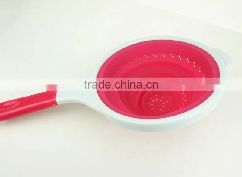 16071 SILICONE Heat resistant foldable silicone pasta strainer Silicone Colander Collapsible Strainer
