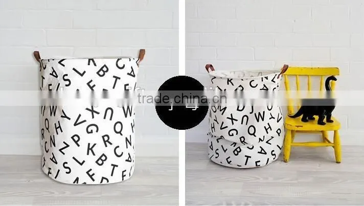 Hotselling Best Quality Canvas Laundry Basket Collapsible Kids Art Storage Boxes With Handle