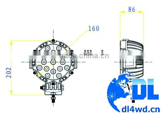 24v round led working light 4x4 led driving light 51w led work lamp