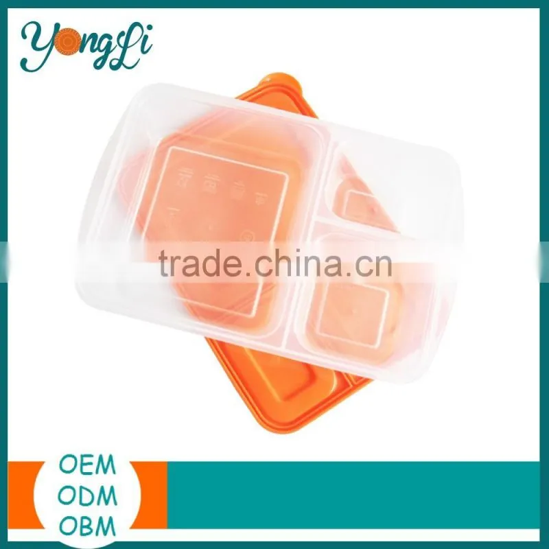 3 Compartment Microwave Dishwasher Custom Leakproof Bento Box