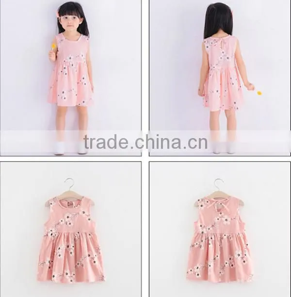 Fashion Girls Linen Kids Sleeveless Lace Boutique Dress