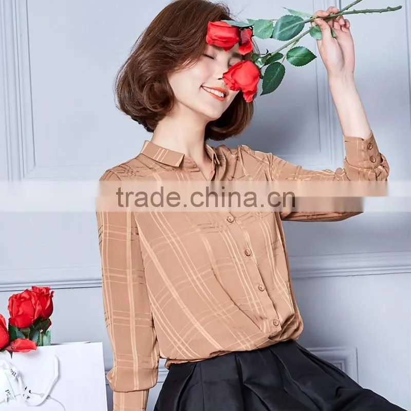 made to measurewindow check fabric cotton shirt for office women