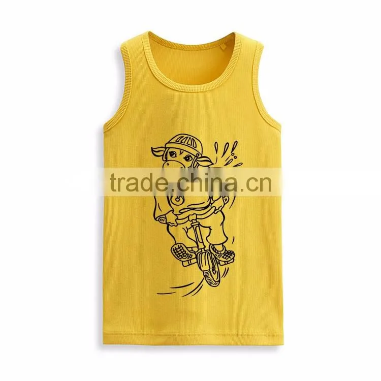 Wholesale sleeveless t shirt fashion kids custom print tank top manufacturer