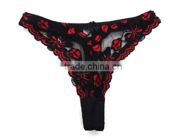 Sexy women embroidery g-string lady transparent panties models