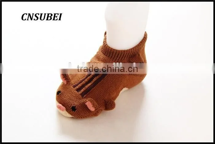 3D animal cartoon design non-slip new born baby fashion soft socks for infant