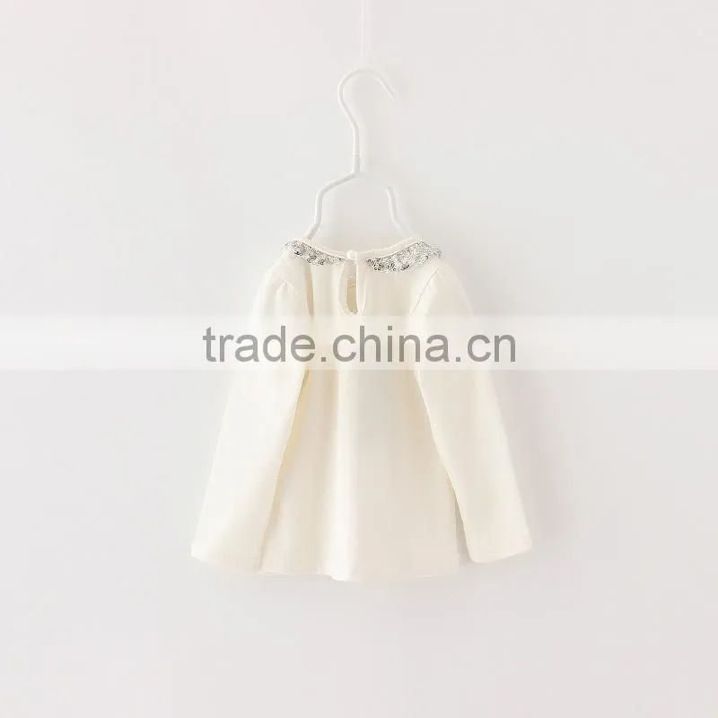 Wholesale Sequins Long Sleeves Cotton latest Baby Girsl Fancy Top Design
