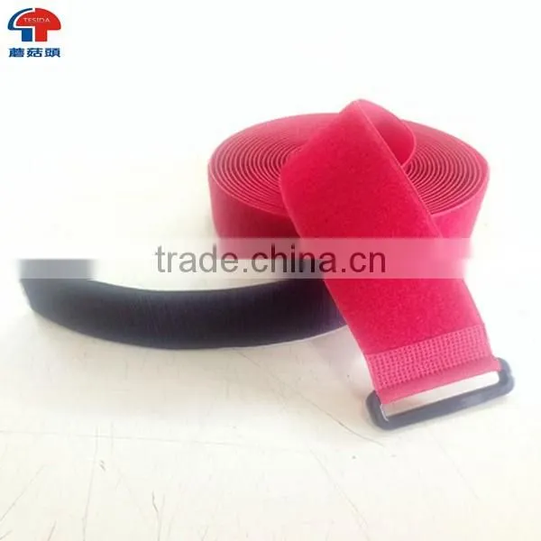 Red bandage Hook and loop fastening tape with buckle for luggage