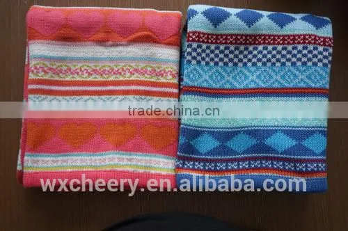 super soft bamboo /cotton Knitted baby wool throw blanket