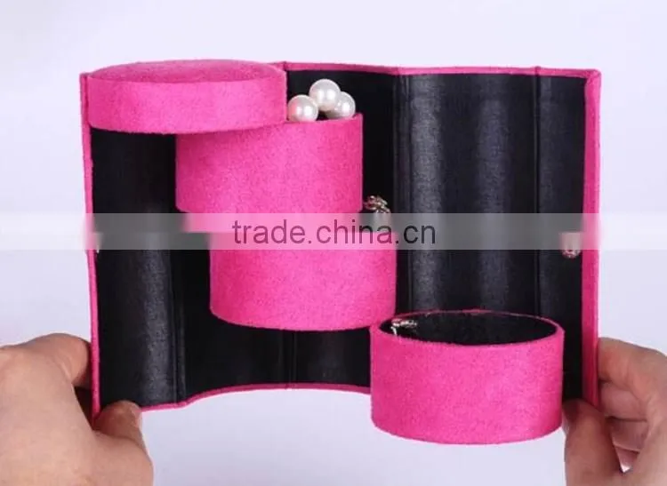 New Arrival 3 Layer Folding Jewelry Box,Velvet organizer box for jewelry