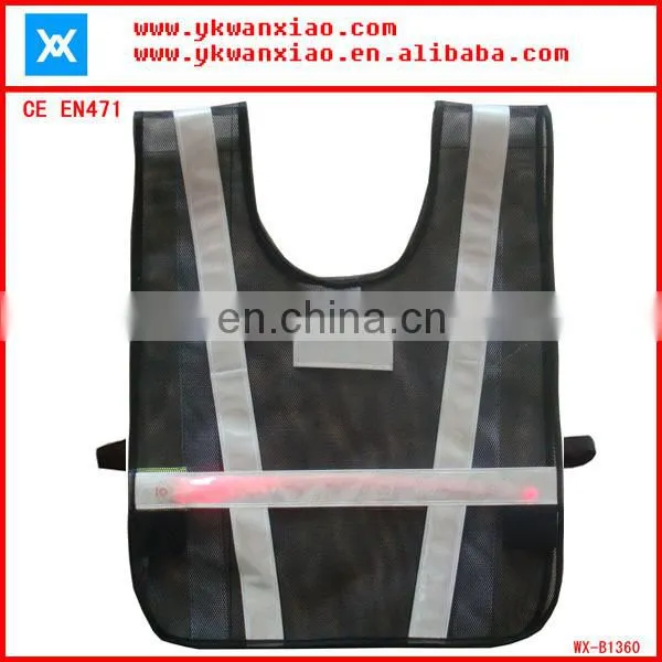 factory custom made light mesh led tubes flashing led lights high visibility Flashing LED security vest